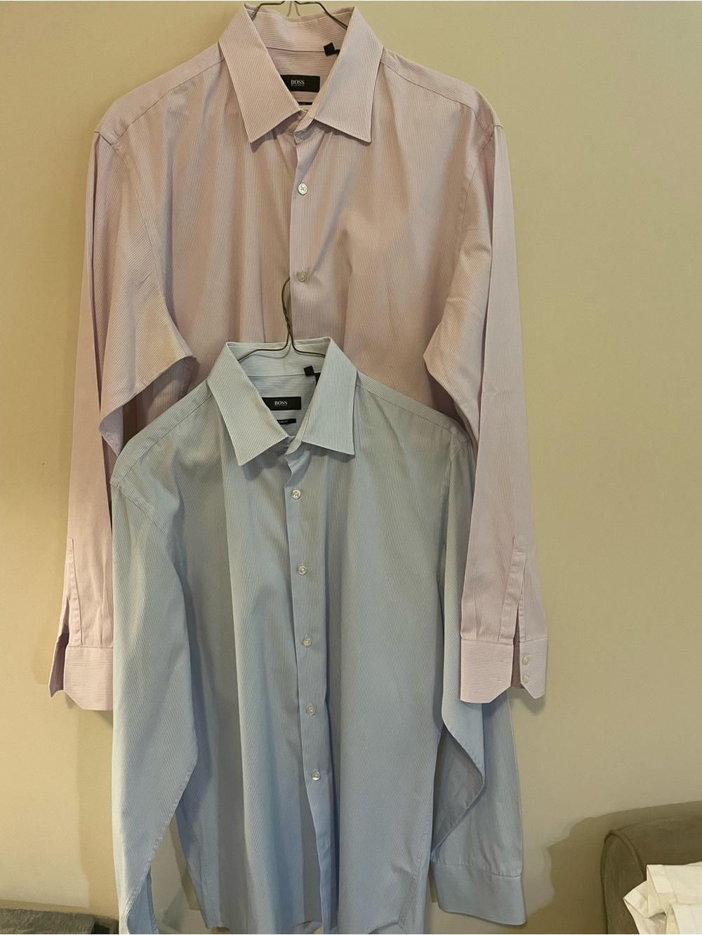 BOSS Men's Dress Shirts in Pale Pink and Light Blue